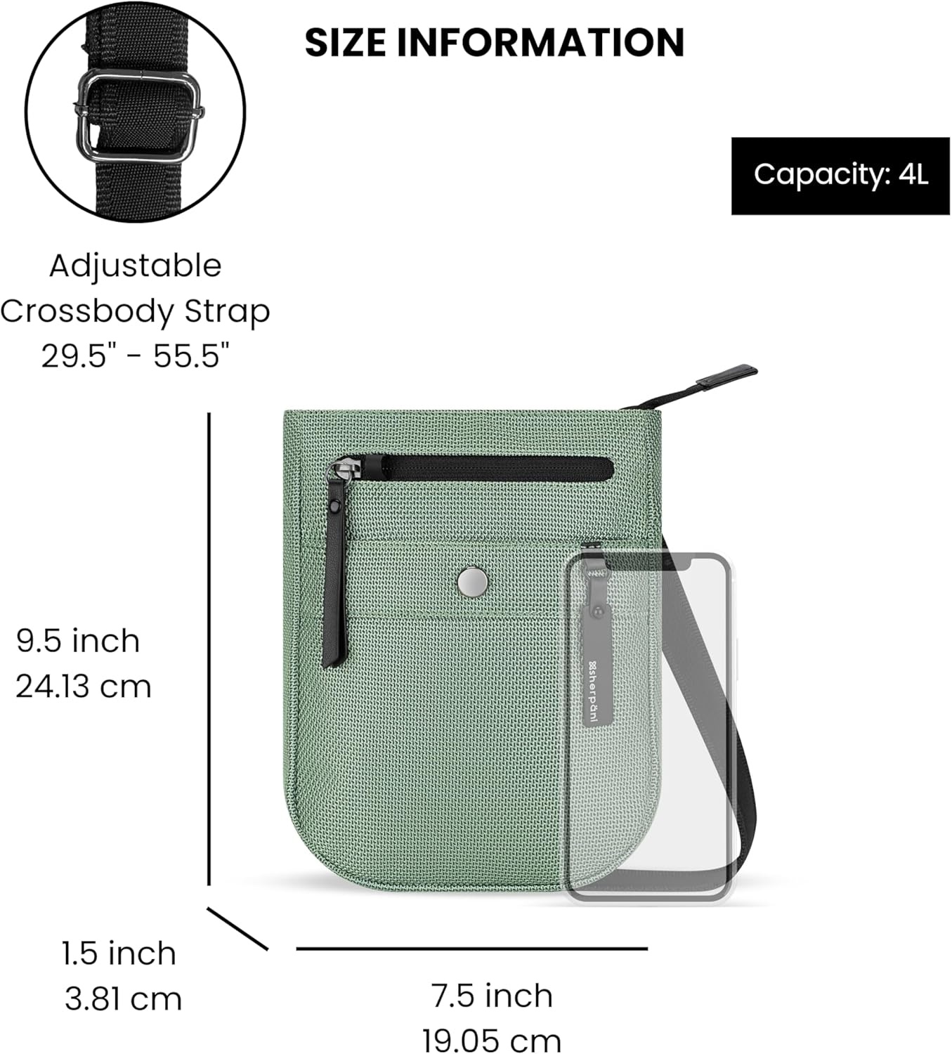 image:imageSherpani Prima Small Anti Theft Crossbody Bag Travel Shoulder Bag Cross Body Purses Handbags Travel GiftAloe Mist Signature