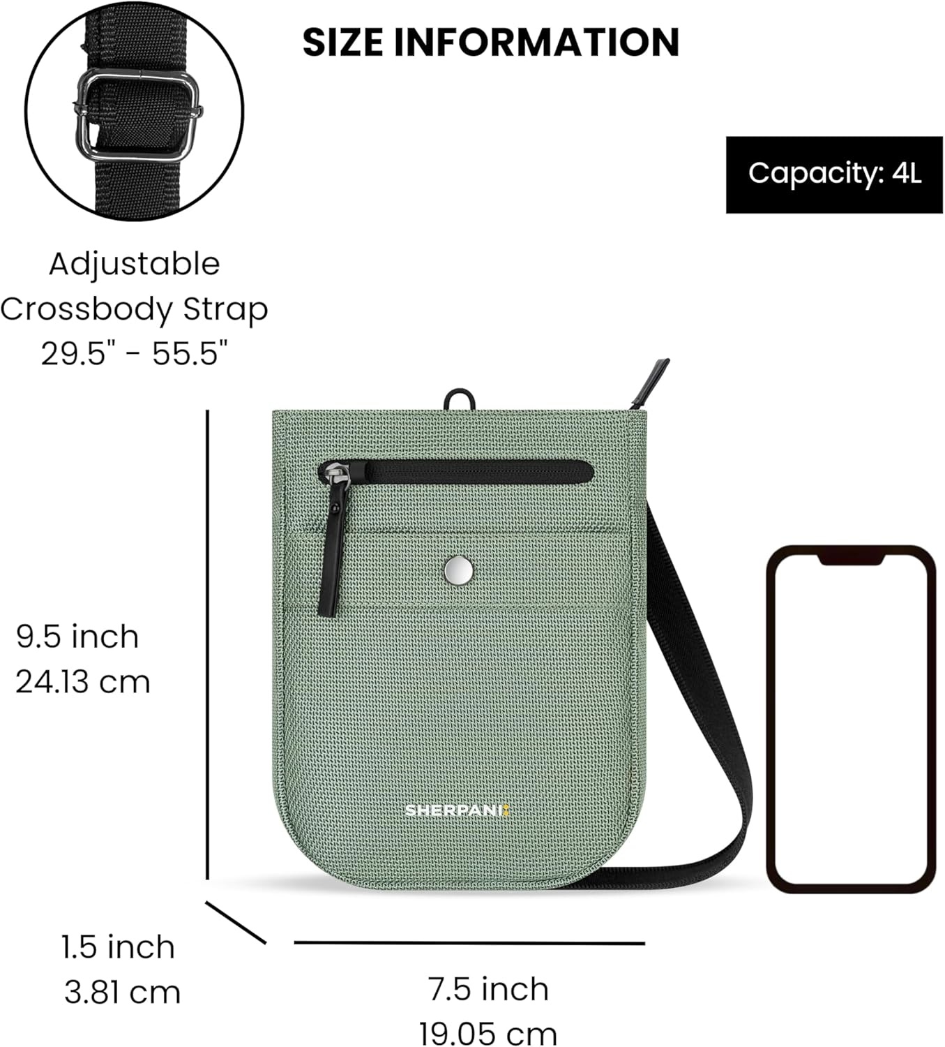 image:imageSherpani Prima Small Anti Theft Crossbody Bag Travel Shoulder Bag Cross Body Purses Handbags Travel GiftAloe Mist