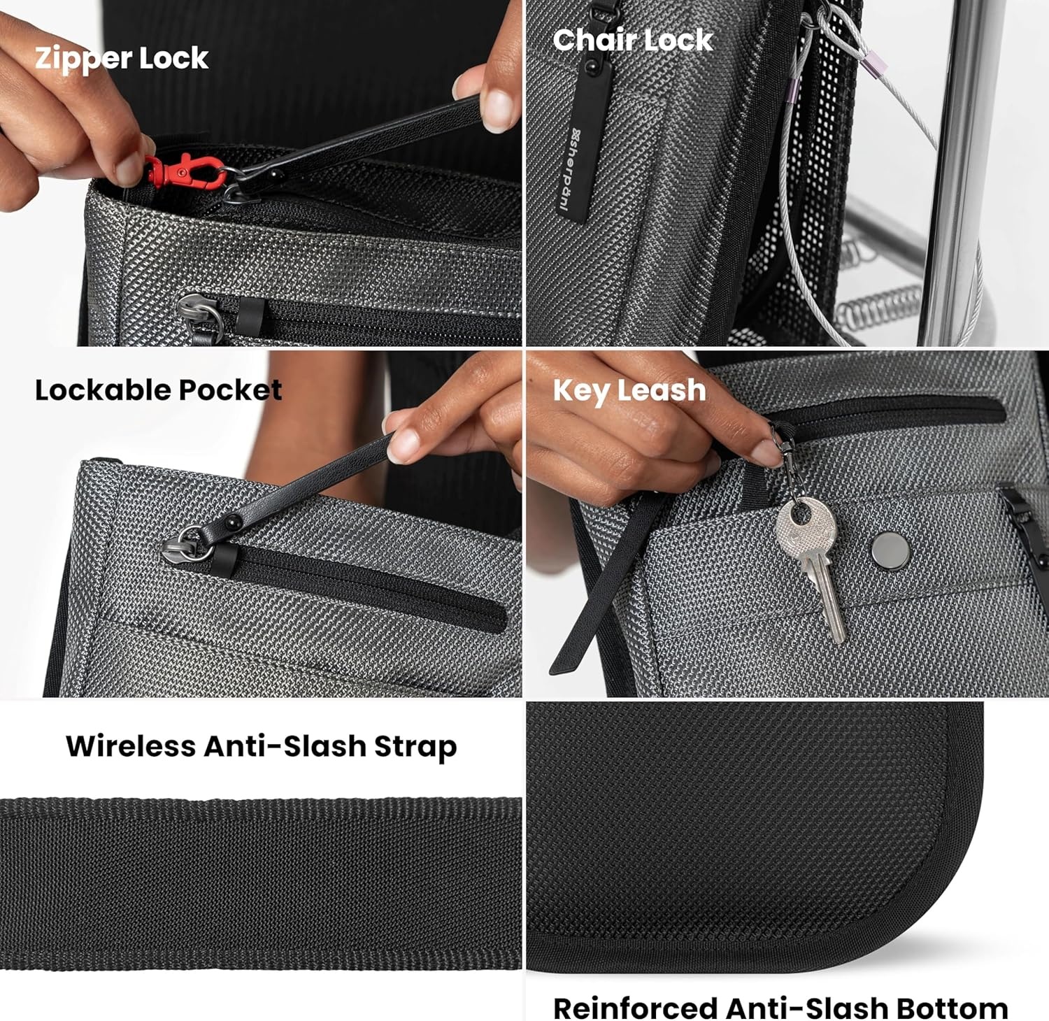image:imageSherpani Prima Small Anti Theft Crossbody Bag Travel Shoulder Bag Cross Body Purses Handbags Travel GiftGranite Signature