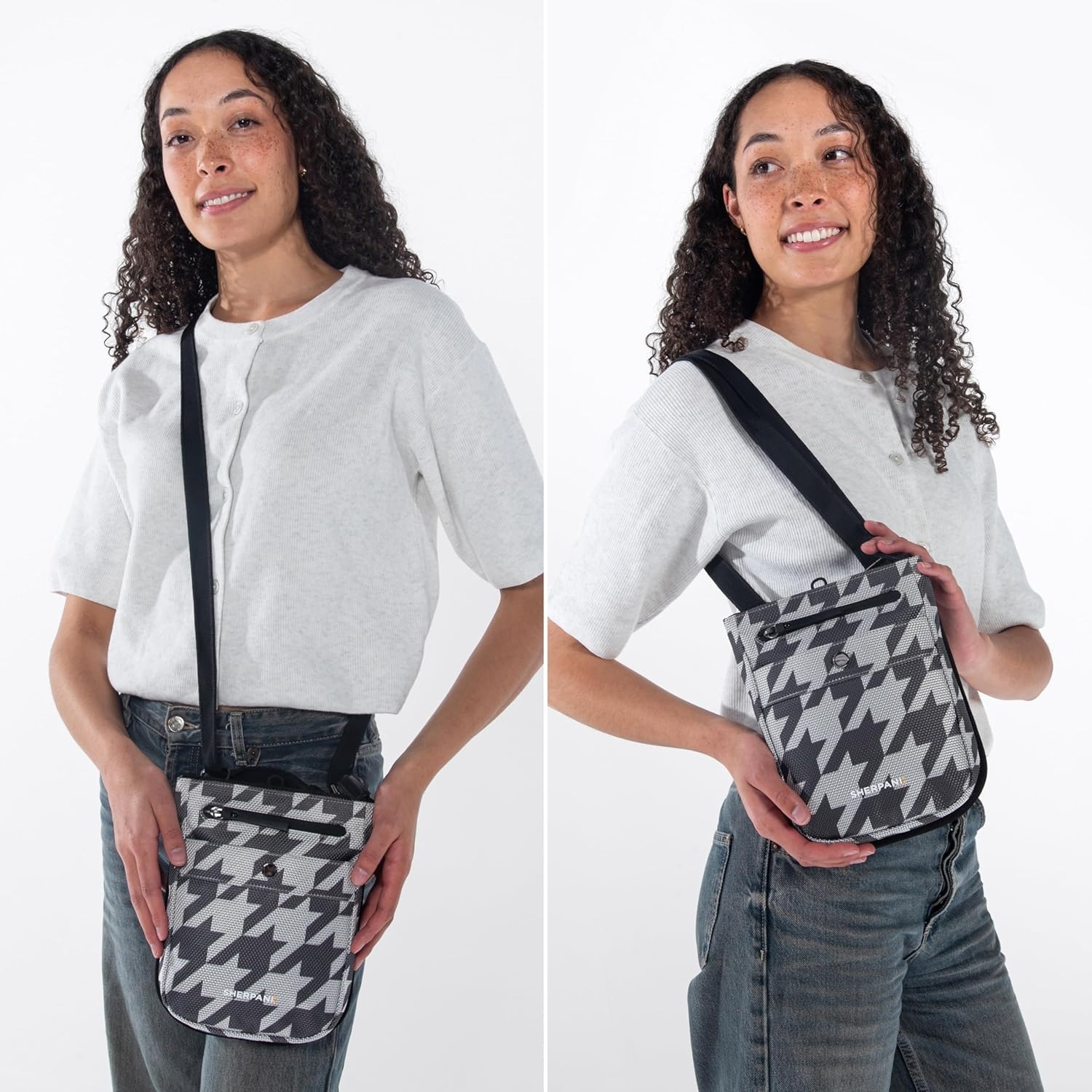 image:imageSherpani Prima Small Anti Theft Crossbody Bag Travel Shoulder Bag Cross Body Purses Handbags Travel GiftHoundstooth