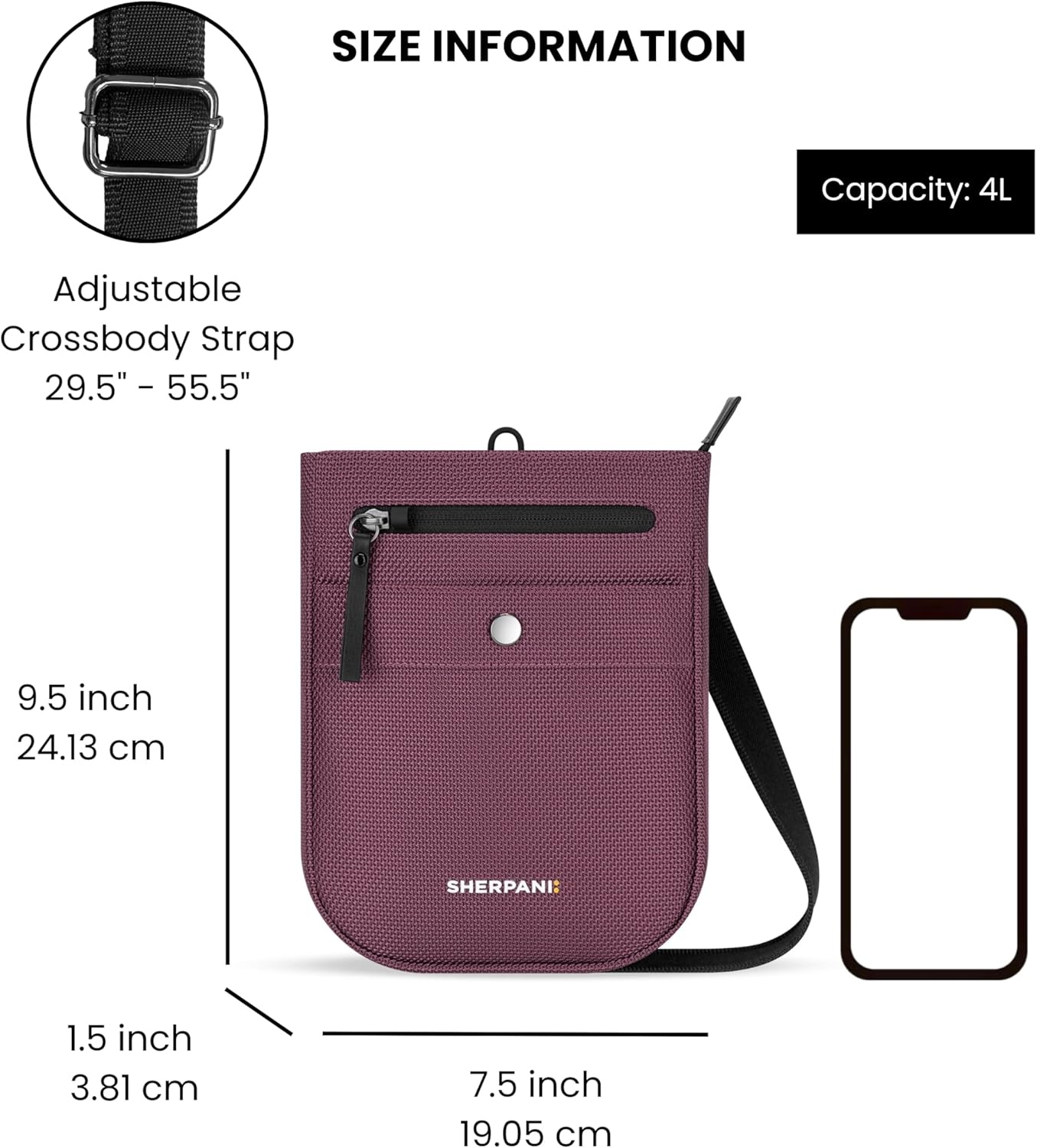 image:imageSherpani Prima Small Anti Theft Crossbody Bag Travel Shoulder Bag Cross Body Purses Handbags Travel GiftSmoky Orchid