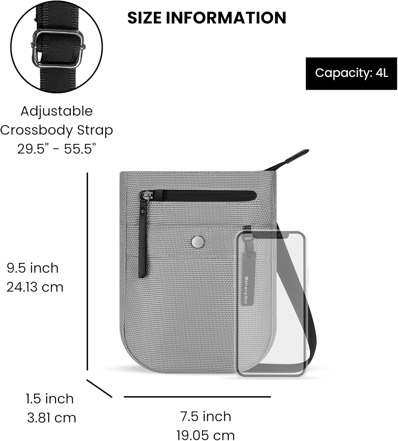 image:imageSherpani Prima Small Anti Theft Crossbody Bag Travel Shoulder Bag Cross Body Purses Handbags Travel GiftSterling