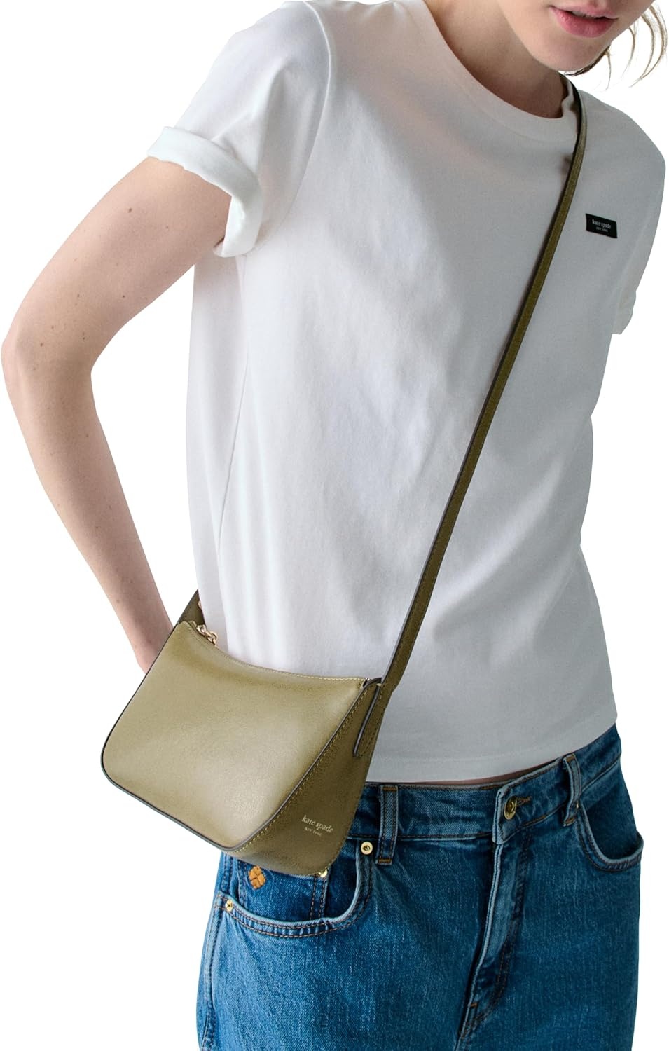 image:imagekate spade new york Womens Halo Fine Grain Leather CrossbodyGlazed Dried Thyme