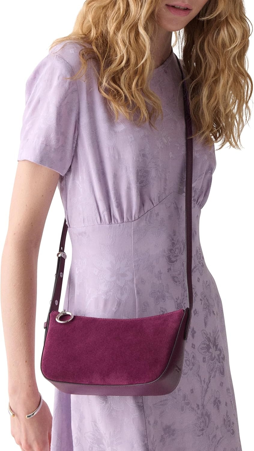 image:imagekate spade new york Womens Halo Fine Grain Leather CrossbodyPurple Agate Suede