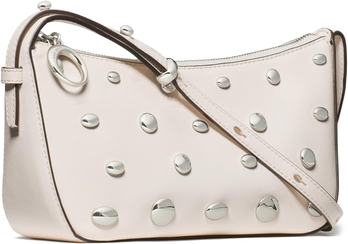 image:imagekate spade new york Womens Halo Fine Grain Leather CrossbodyStudded Cream