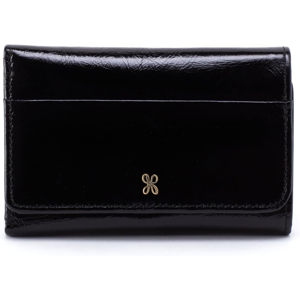 image:imageHOBO Jill Trifold Leather Wallet for Women Snap ClosureBlack