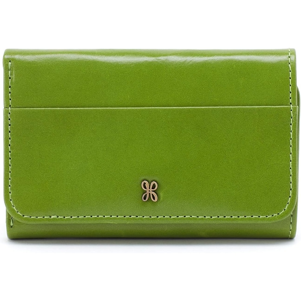 image:imageHOBO Jill Trifold Leather Wallet for Women Snap ClosureGarden Green
