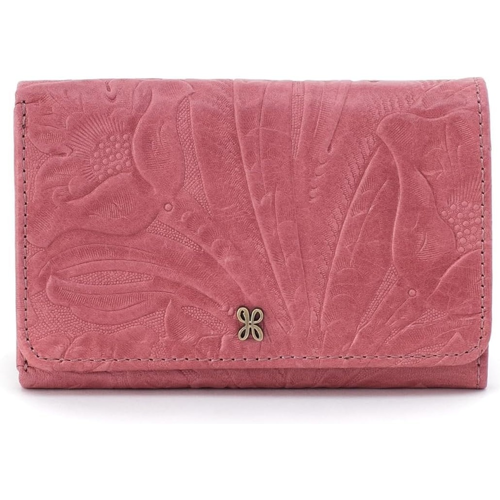 image:imageHOBO Jill Trifold Leather Wallet for Women Snap ClosureMauve Tooled Emboss