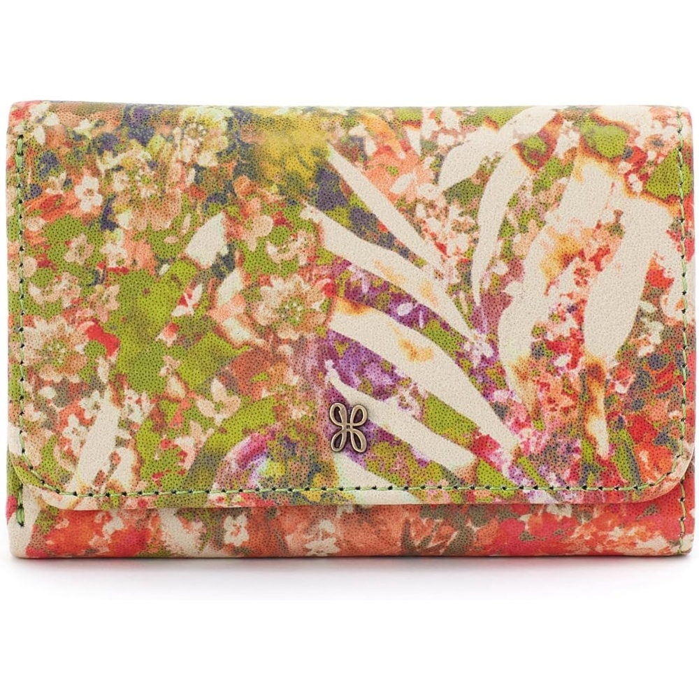 image:imageHOBO Jill Trifold Leather Wallet for Women Snap ClosureTropic Print