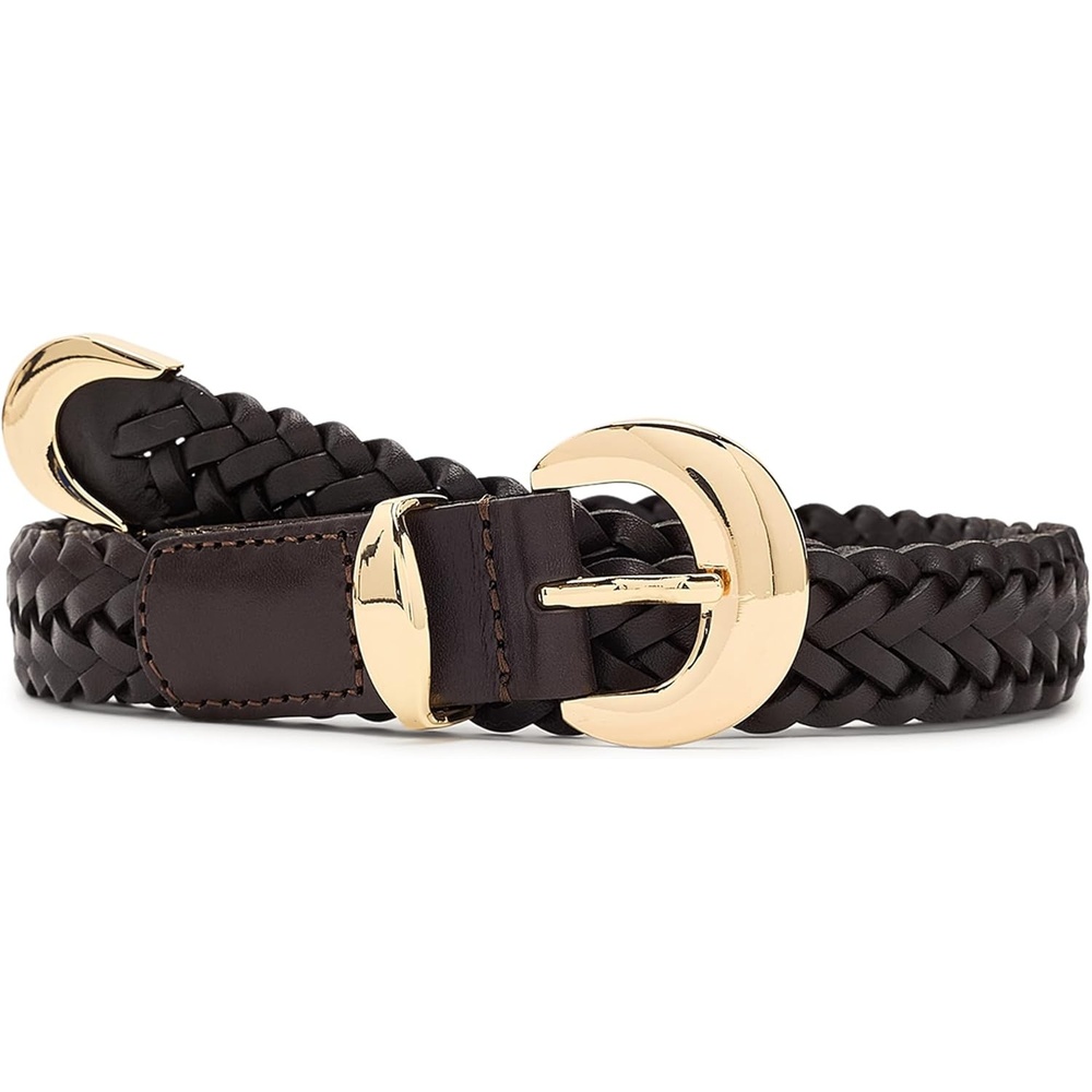 image:imageMadewell Womens Lucie Domed Buckle Belt In Woven LeatherCoffee Bean