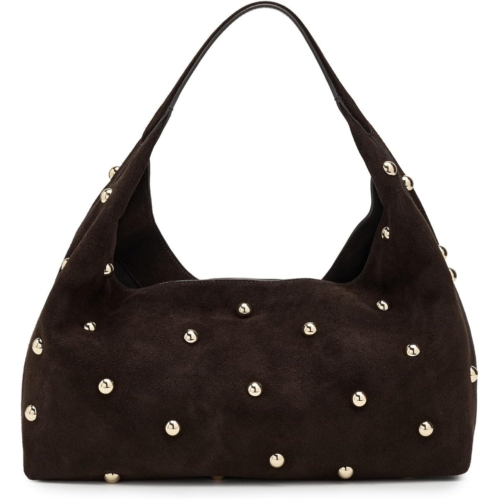 image:imageMadewell Womens The Mylie Shoulder Bag in Studded SuedeDark Carob