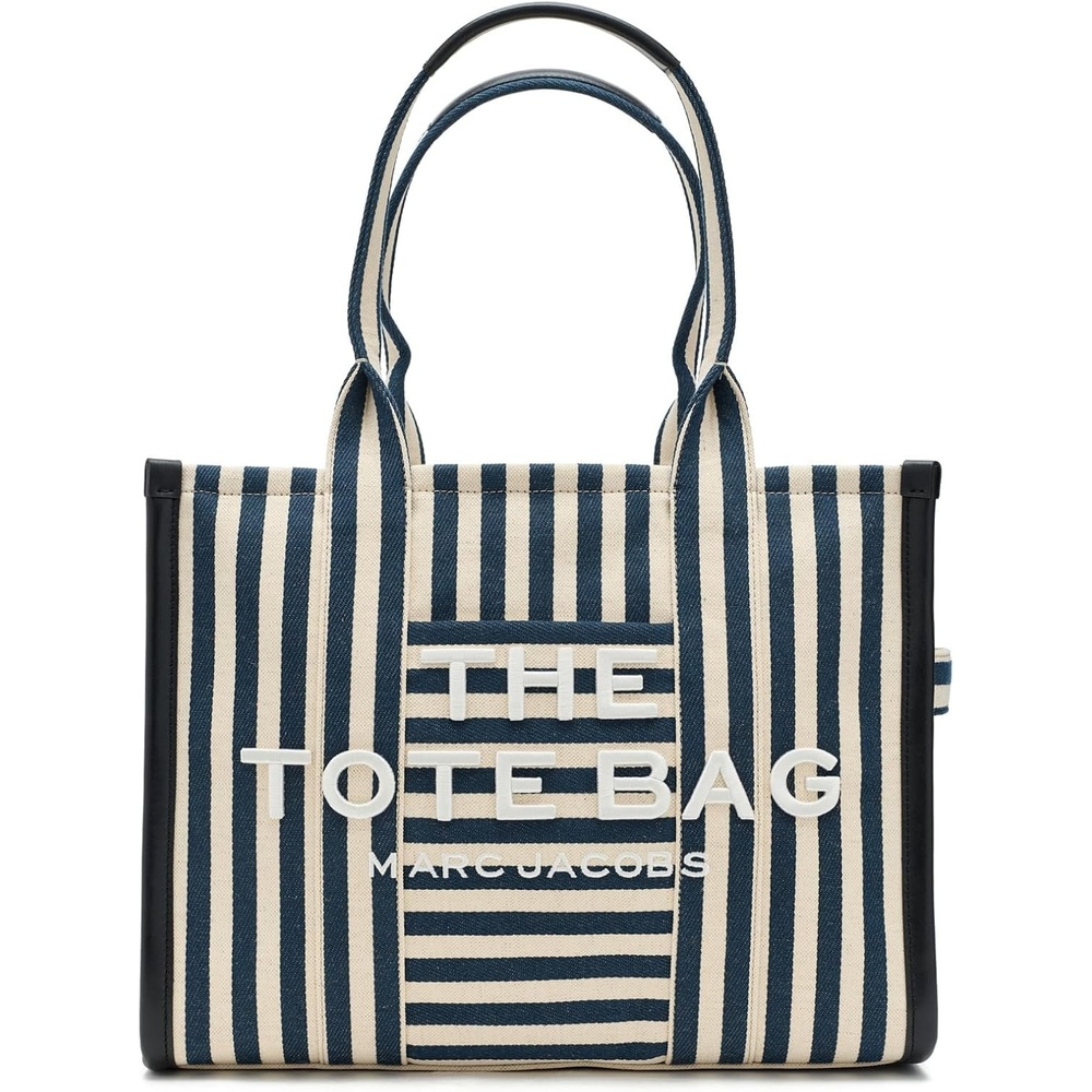 image:imageMarc Jacobs Womens The Stripe Canvas Large Tote BagBlue Sea Multi
