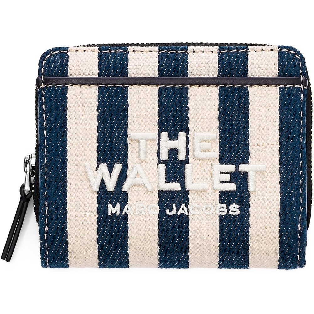 image:imageMarc Jacobs Womens The Stripe Canvas Mini Compact Wallet Blue Sea Multi One Size One Size