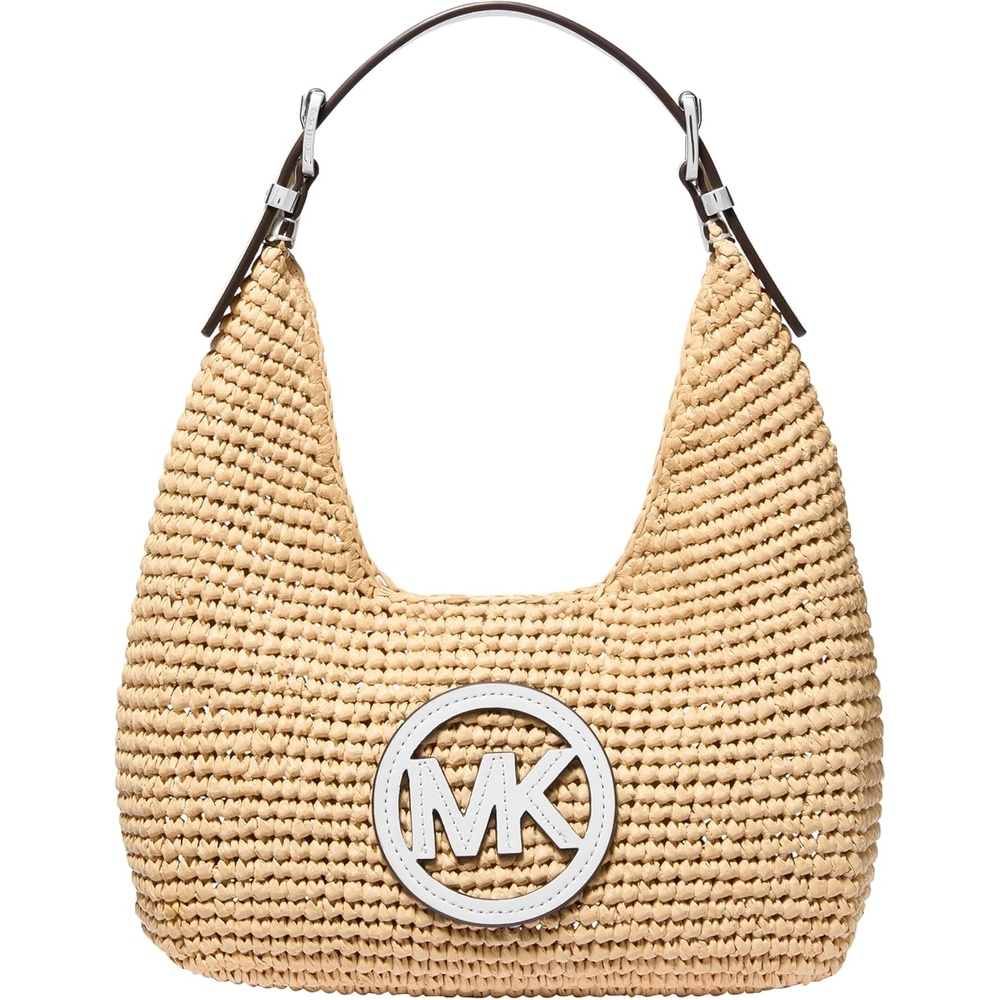 image:imageMichael Kors Womens Nolita Small Hobo Shoulder BagCrochet StrawNaturalOptic White