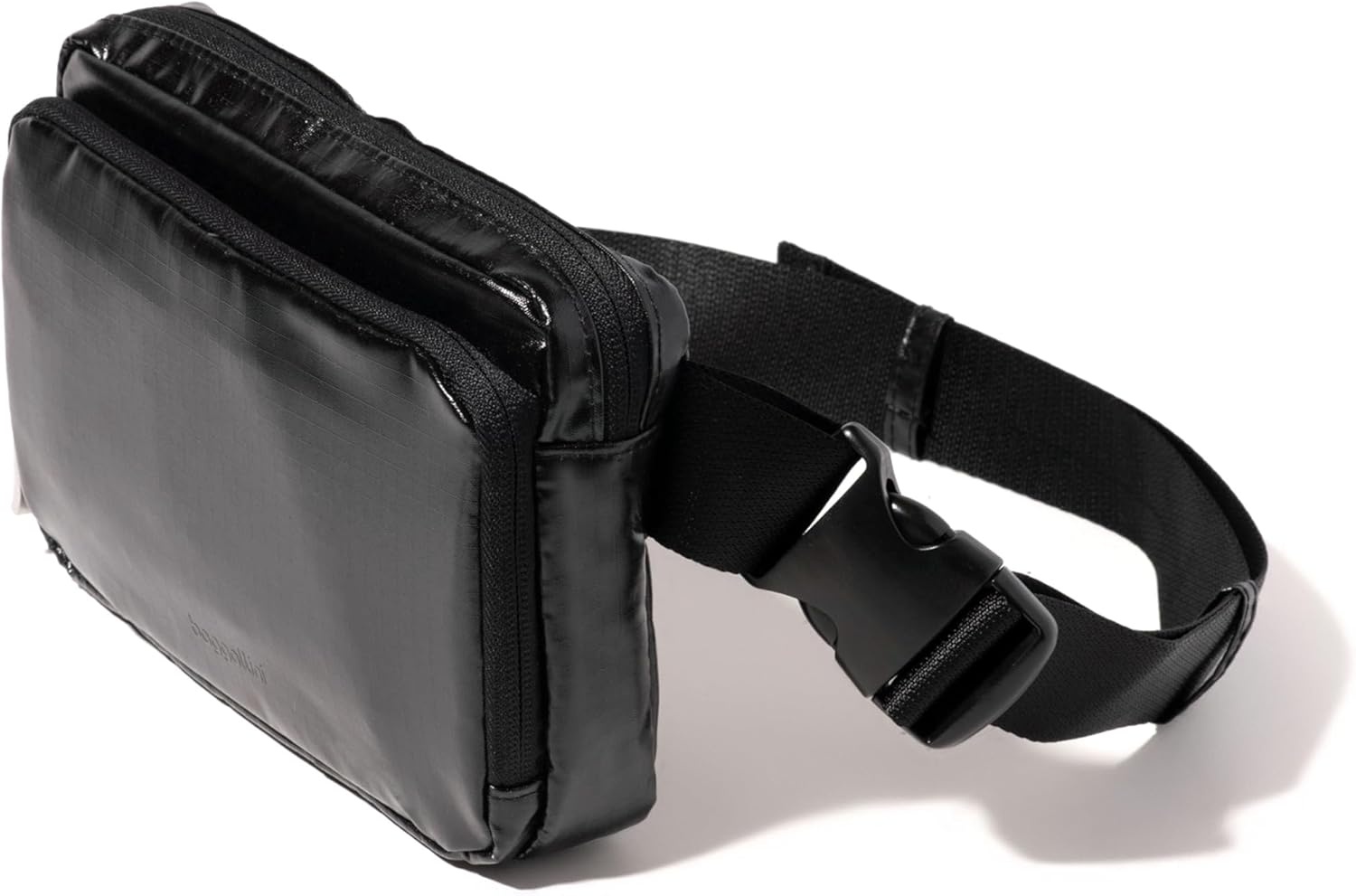 image:imageBaggallini Modern Belt Bag 5x8 Travel Fanny Pack Sling Bag Waistpack wRFID Card Holder Waterresistant Crossbody BagBlack Gloss Ripstop