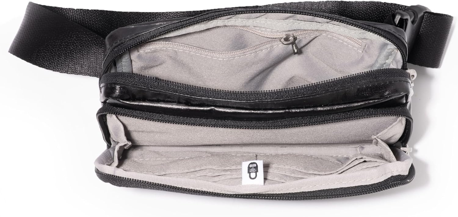 image:imageBaggallini Modern Belt Bag 5x8 Travel Fanny Pack Sling Bag Waistpack wRFID Card Holder Waterresistant Crossbody BagBlack Gloss Ripstop