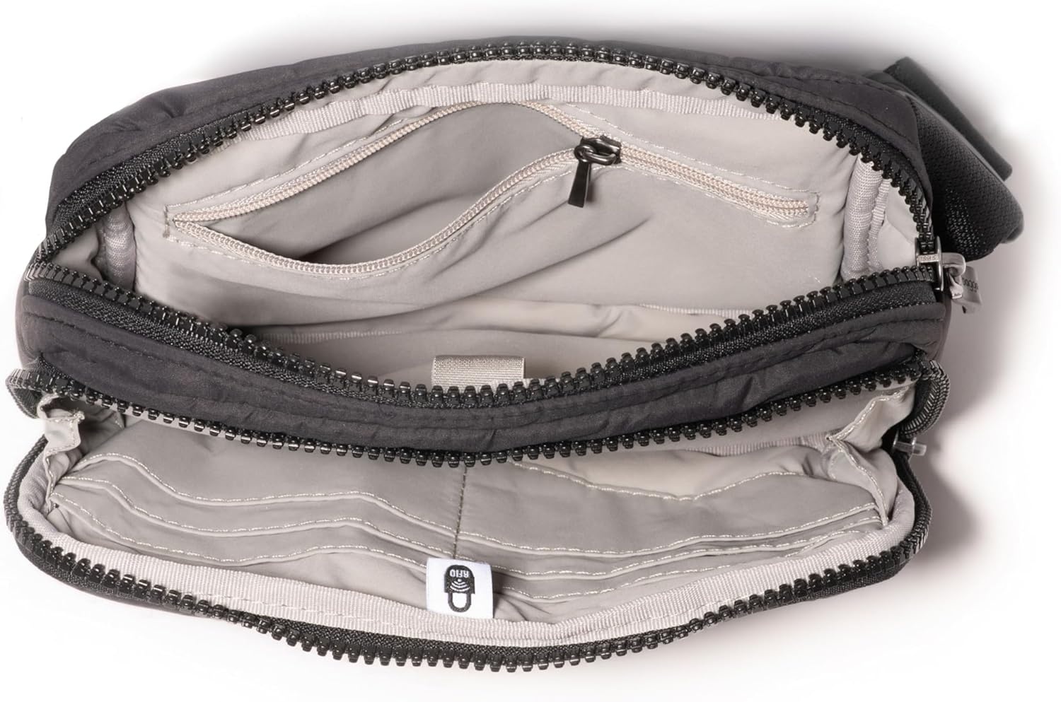 image:imageBaggallini Modern Belt Bag 5x8 Travel Fanny Pack Sling Bag Waistpack wRFID Card Holder Waterresistant Crossbody BagBlack Puff
