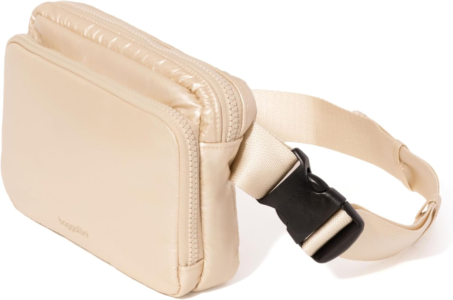 image:imageBaggallini Modern Belt Bag 5x8 Travel Fanny Pack Sling Bag Waistpack wRFID Card Holder Waterresistant Crossbody BagChampagne Puff