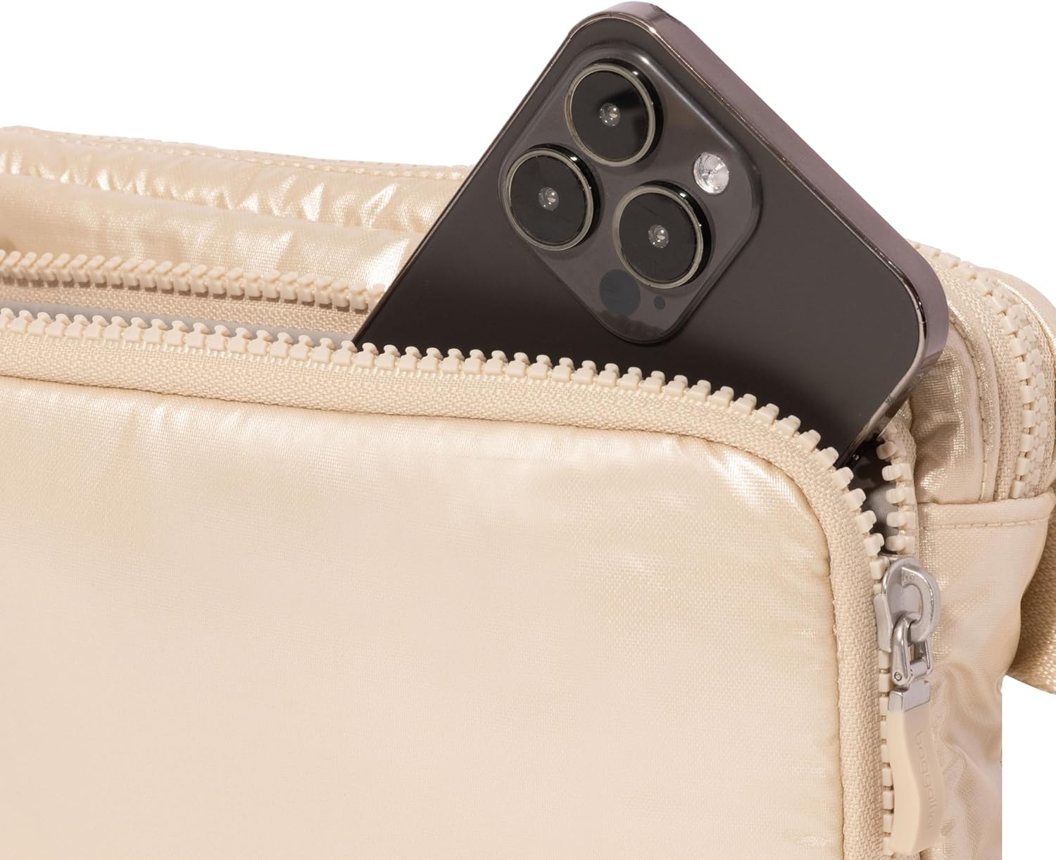 image:imageBaggallini Modern Belt Bag 5x8 Travel Fanny Pack Sling Bag Waistpack wRFID Card Holder Waterresistant Crossbody BagChampagne Puff