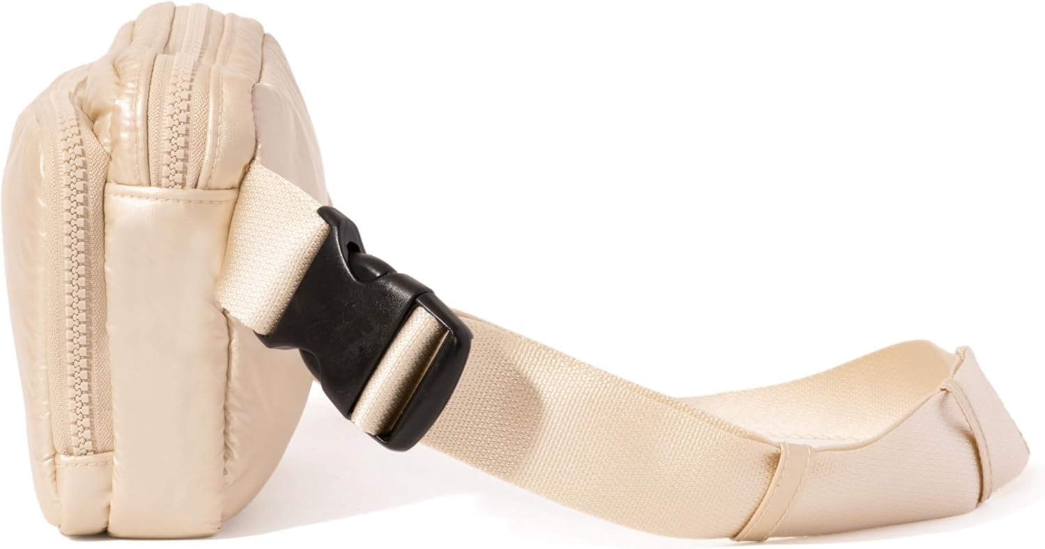 image:imageBaggallini Modern Belt Bag 5x8 Travel Fanny Pack Sling Bag Waistpack wRFID Card Holder Waterresistant Crossbody BagChampagne Puff