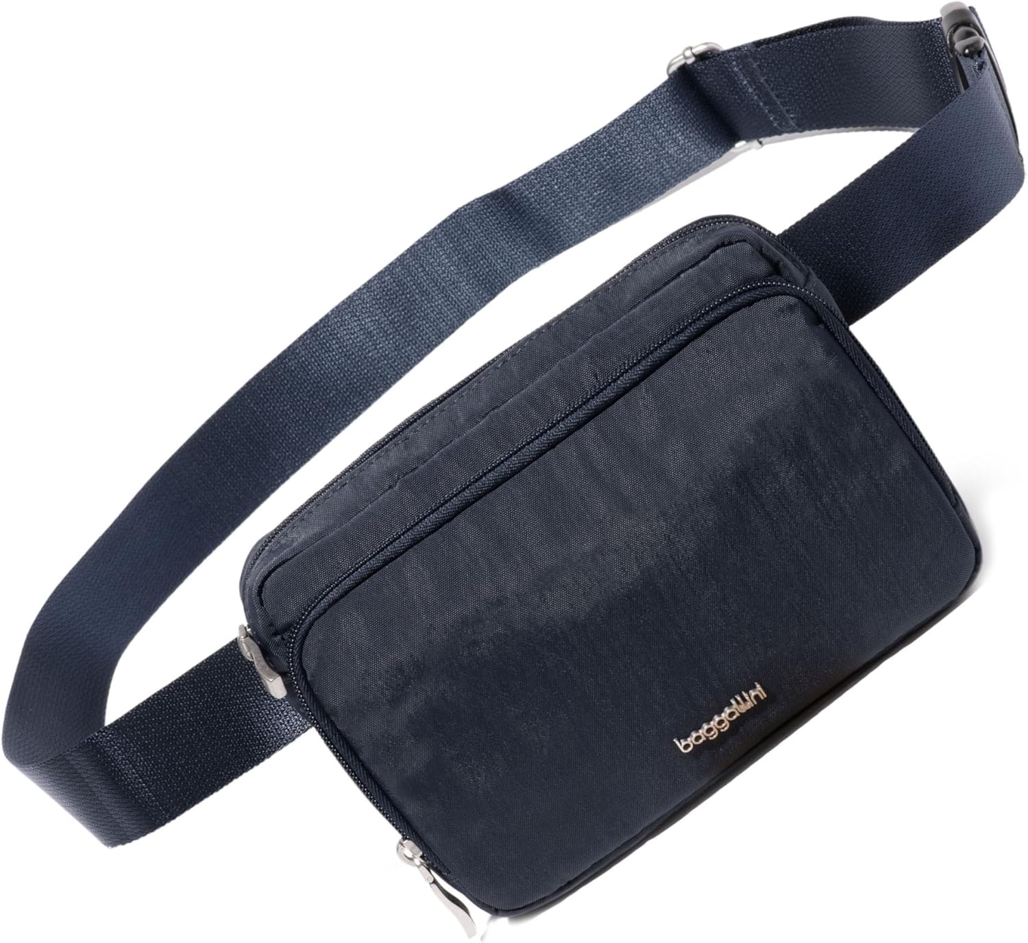 image:imageBaggallini Modern Belt Bag 5x8 Travel Fanny Pack Sling Bag Waistpack wRFID Card Holder Waterresistant Crossbody BagFrench Navy Print
