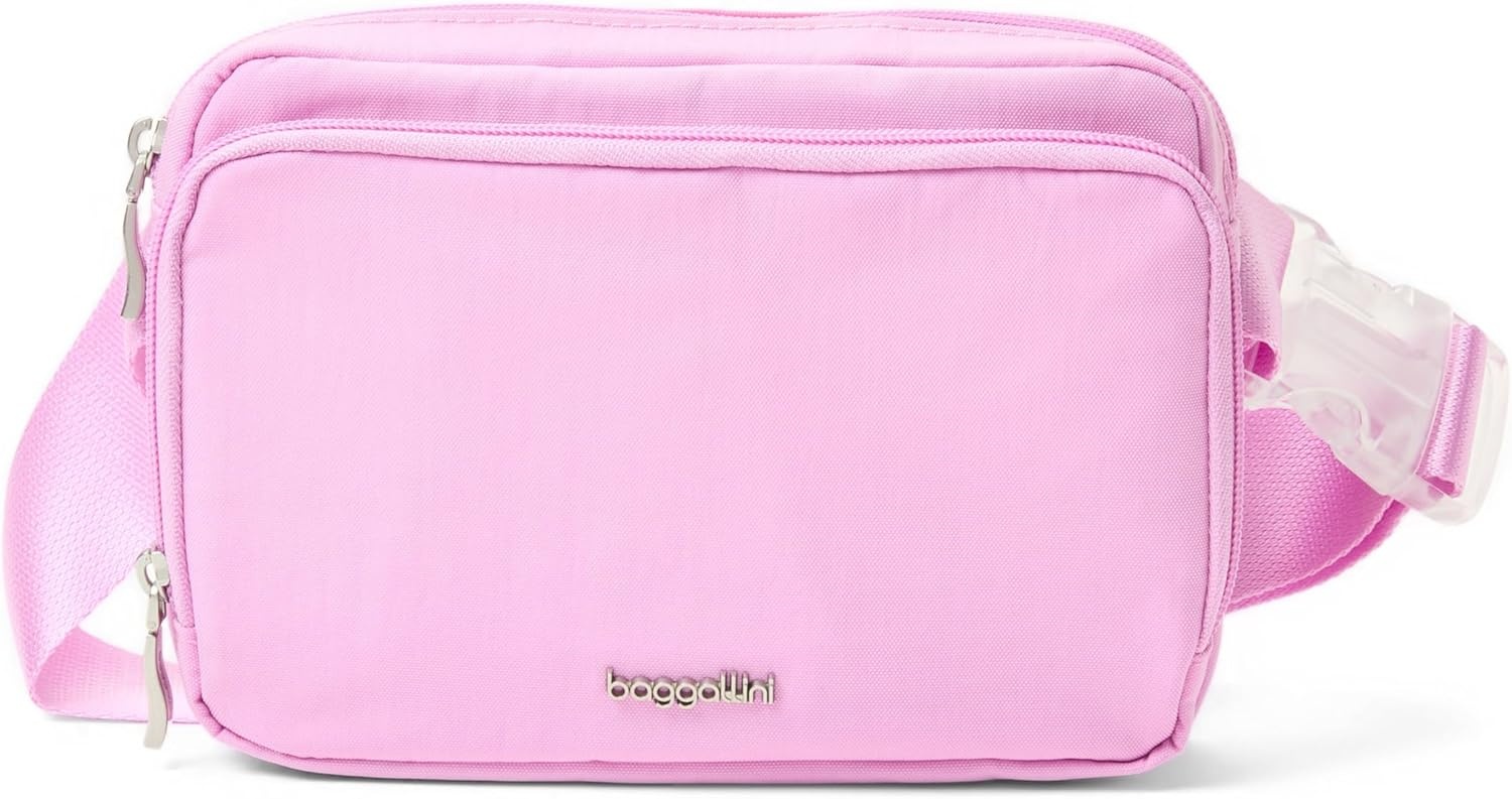 image:imageBaggallini Modern Belt Bag 5x8 Travel Fanny Pack Sling Bag Waistpack wRFID Card Holder Waterresistant Crossbody BagHibiscus Pink