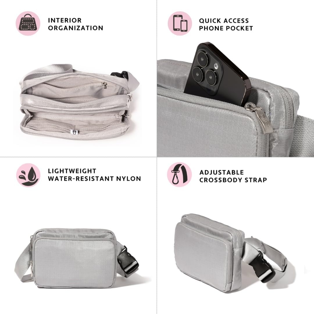image:imageBaggallini Modern Belt Bag 5x8 Travel Fanny Pack Sling Bag Waistpack wRFID Card Holder Waterresistant Crossbody BagLava Gloss Ripstop