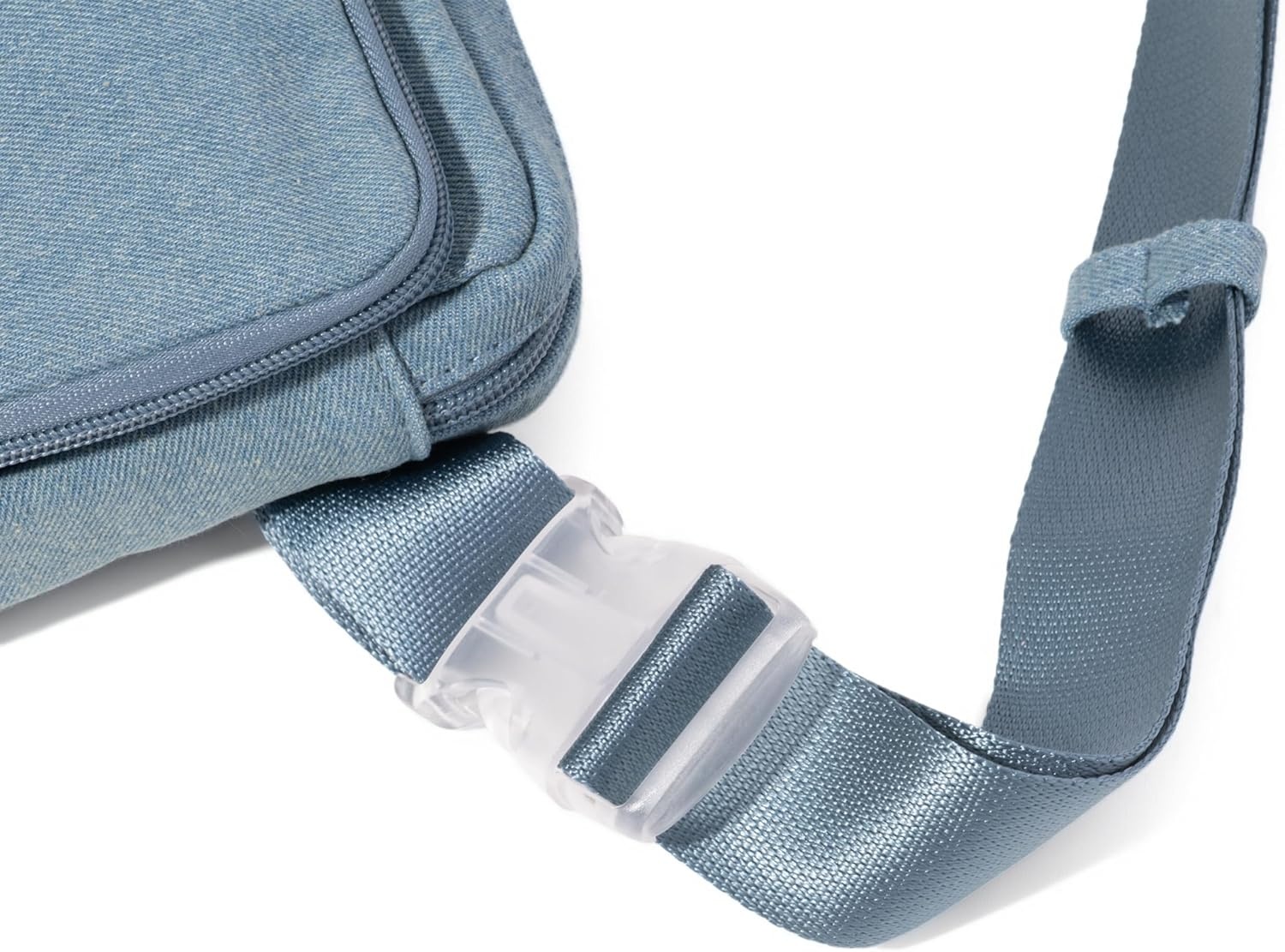 image:imageBaggallini Modern Belt Bag 5x8 Travel Fanny Pack Sling Bag Waistpack wRFID Card Holder Waterresistant Crossbody BagLight Indigo Denim