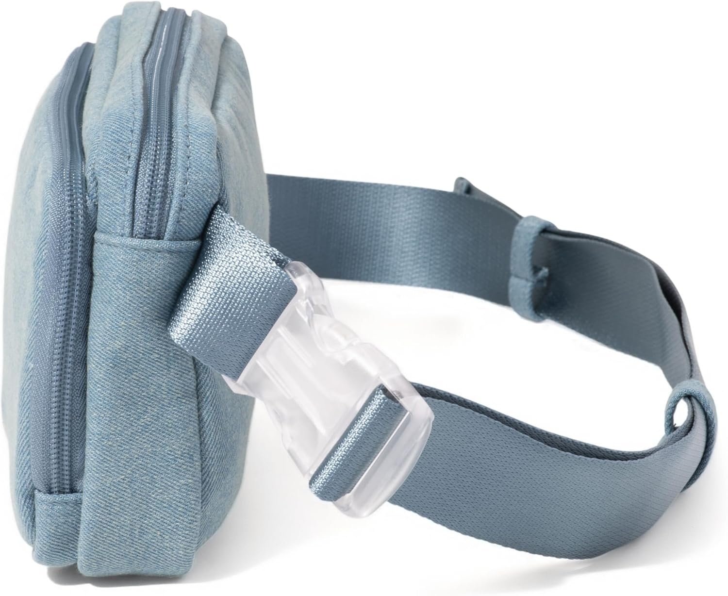 image:imageBaggallini Modern Belt Bag 5x8 Travel Fanny Pack Sling Bag Waistpack wRFID Card Holder Waterresistant Crossbody BagLight Indigo Denim