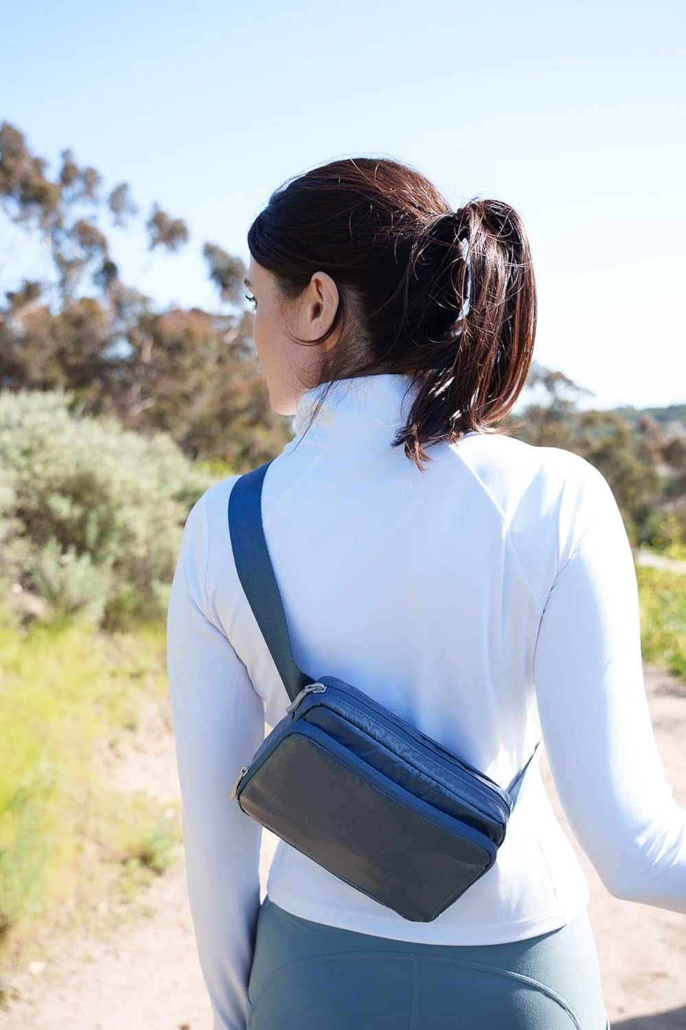 image:imageBaggallini Modern Belt Bag 5x8 Travel Fanny Pack Sling Bag Waistpack wRFID Card Holder Waterresistant Crossbody BagMist Gloss Ripstop