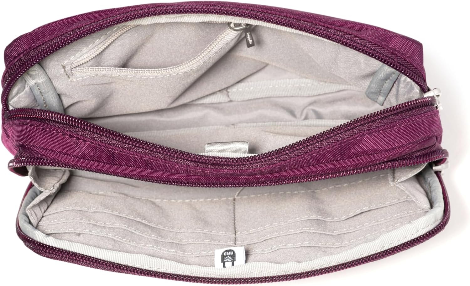 image:imageBaggallini Modern Belt Bag 5x8 Travel Fanny Pack Sling Bag Waistpack wRFID Card Holder Waterresistant Crossbody BagMulberry