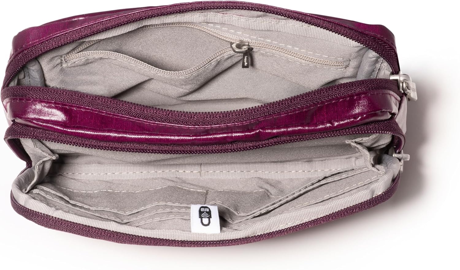 image:imageBaggallini Modern Belt Bag 5x8 Travel Fanny Pack Sling Bag Waistpack wRFID Card Holder Waterresistant Crossbody BagMulberry Gloss Ripstop