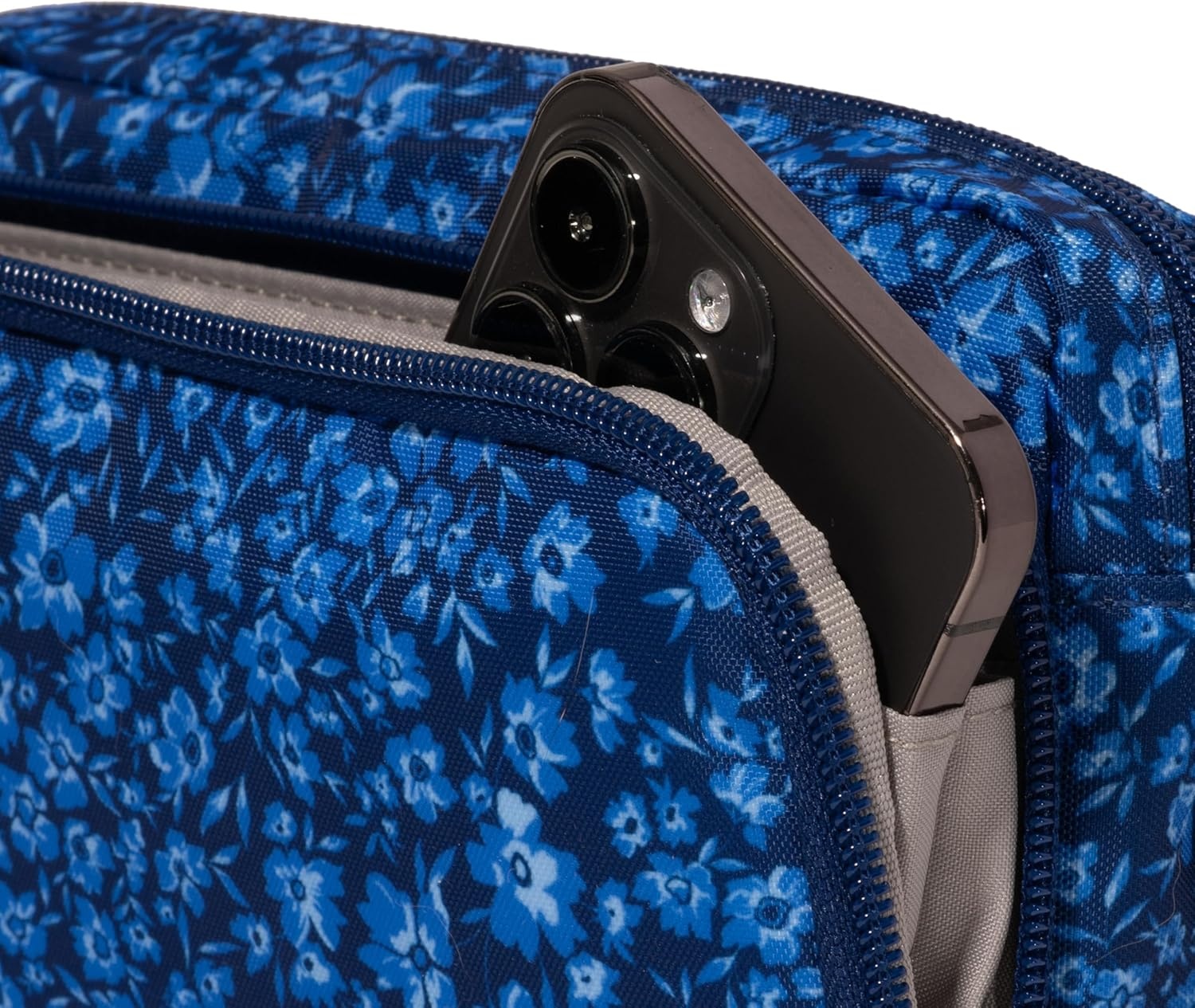 image:imageBaggallini Modern Belt Bag 5x8 Travel Fanny Pack Sling Bag Waistpack wRFID Card Holder Waterresistant Crossbody BagNavy Petal