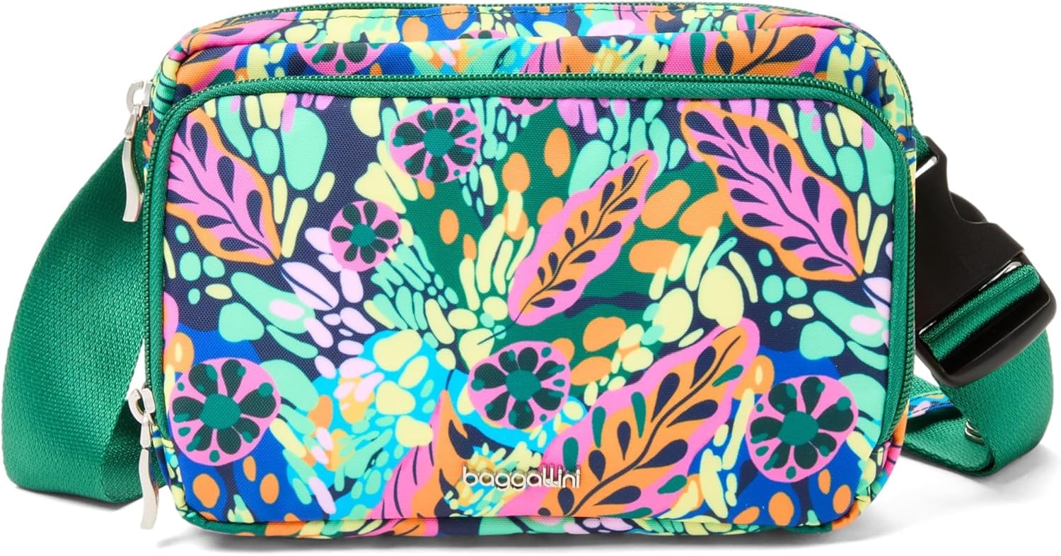 image:imageBaggallini Modern Belt Bag 5x8 Travel Fanny Pack Sling Bag Waistpack wRFID Card Holder Waterresistant Crossbody BagParadise Print