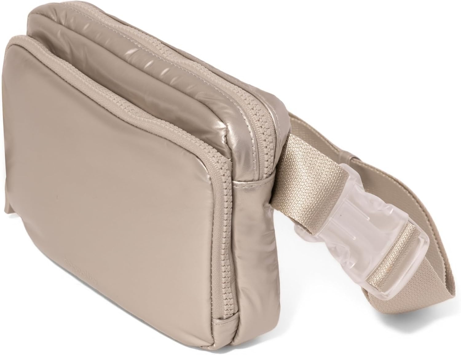 image:imageBaggallini Modern Belt Bag 5x8 Travel Fanny Pack Sling Bag Waistpack wRFID Card Holder Waterresistant Crossbody BagPlatinum Ecopuff
