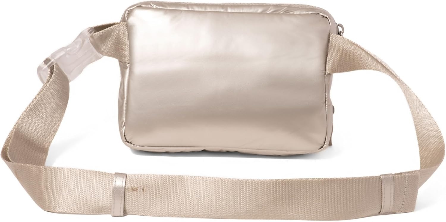image:imageBaggallini Modern Belt Bag 5x8 Travel Fanny Pack Sling Bag Waistpack wRFID Card Holder Waterresistant Crossbody BagPlatinum Ecopuff
