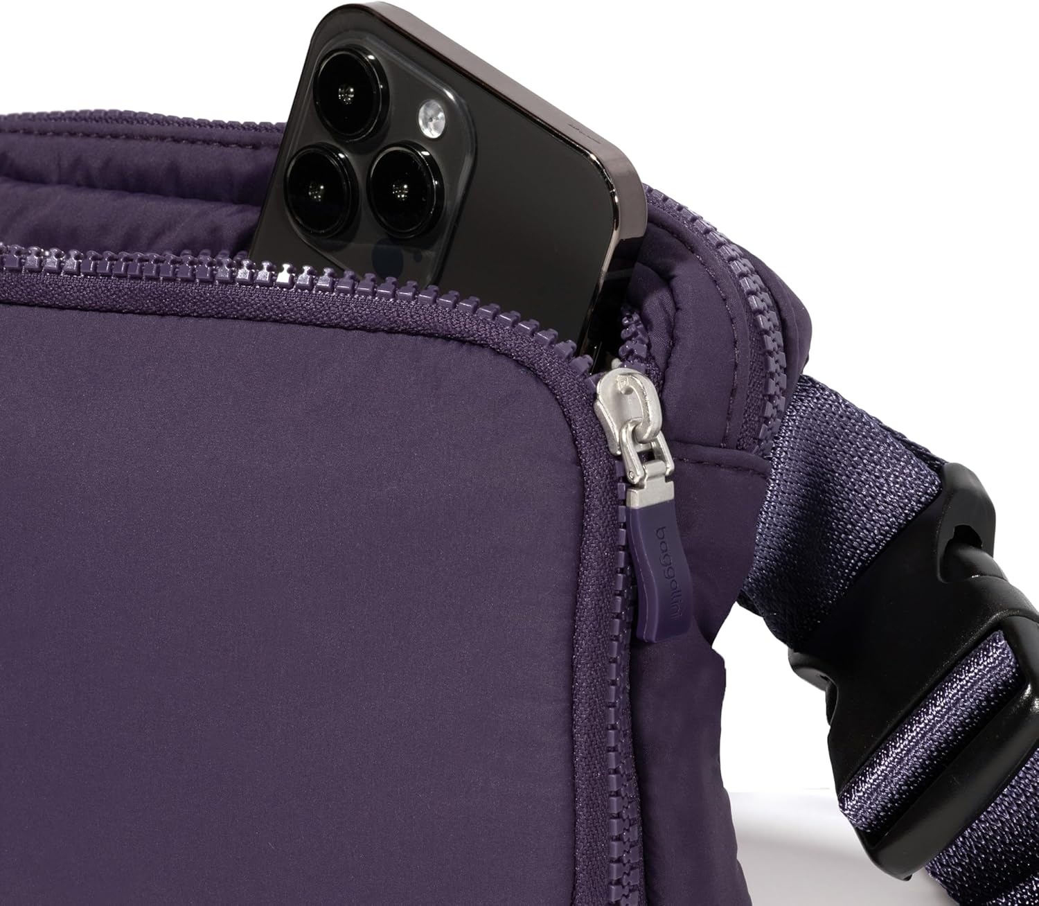 image:imageBaggallini Modern Belt Bag 5x8 Travel Fanny Pack Sling Bag Waistpack wRFID Card Holder Waterresistant Crossbody BagPlum Twilight Puff
