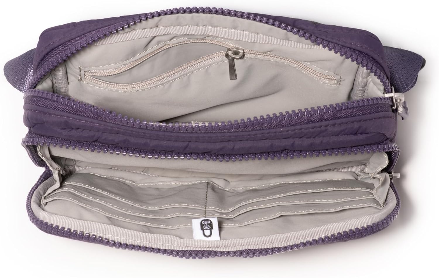 image:imageBaggallini Modern Belt Bag 5x8 Travel Fanny Pack Sling Bag Waistpack wRFID Card Holder Waterresistant Crossbody BagPlum Twilight Puff