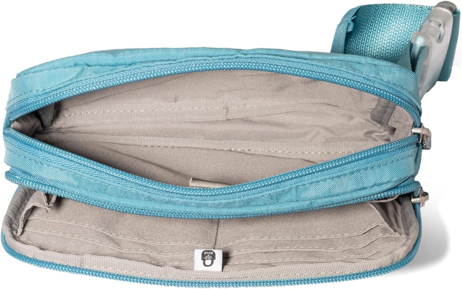 image:imageBaggallini Modern Belt Bag 5x8 Travel Fanny Pack Sling Bag Waistpack wRFID Card Holder Waterresistant Crossbody BagSeaside Blue