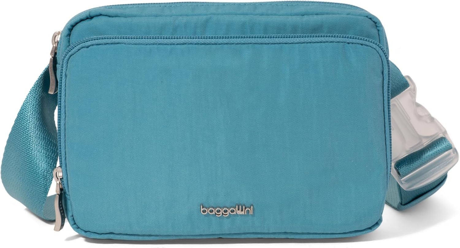 image:imageBaggallini Modern Belt Bag 5x8 Travel Fanny Pack Sling Bag Waistpack wRFID Card Holder Waterresistant Crossbody BagSeaside Blue
