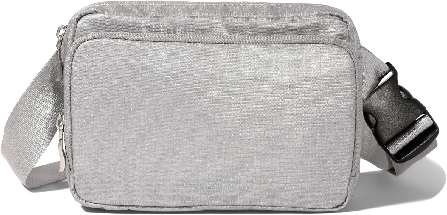 image:imageBaggallini Modern Belt Bag 5x8 Travel Fanny Pack Sling Bag Waistpack wRFID Card Holder Waterresistant Crossbody BagSleet Gloss Ripstop