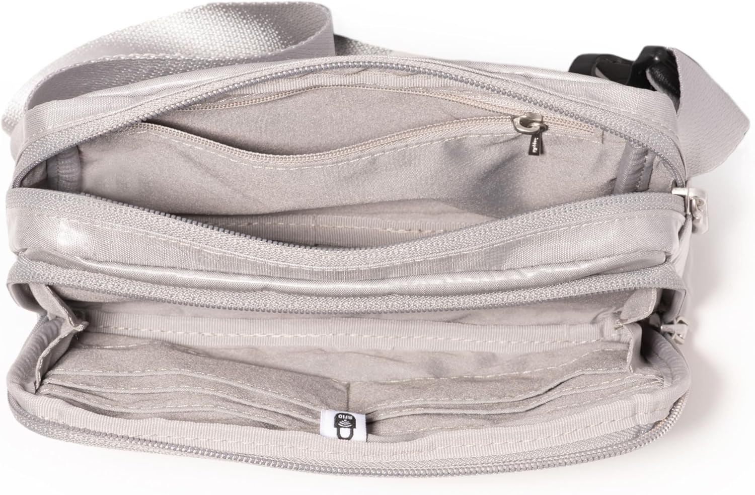 image:imageBaggallini Modern Belt Bag 5x8 Travel Fanny Pack Sling Bag Waistpack wRFID Card Holder Waterresistant Crossbody BagSleet Gloss Ripstop
