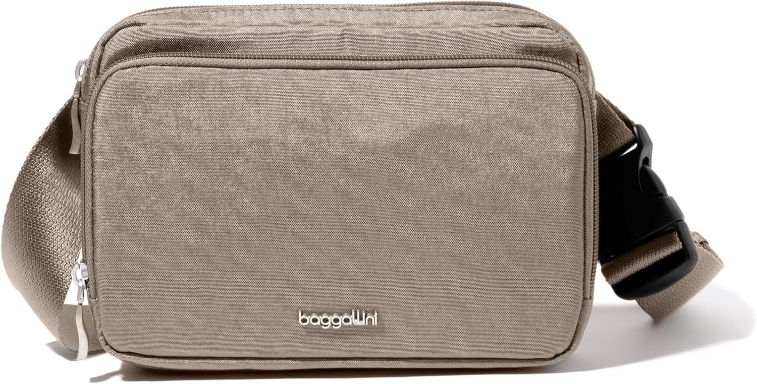 image:imageBaggallini Modern Belt Bag 5x8 Travel Fanny Pack Sling Bag Waistpack wRFID Card Holder Waterresistant Crossbody BagSterling Shimmer