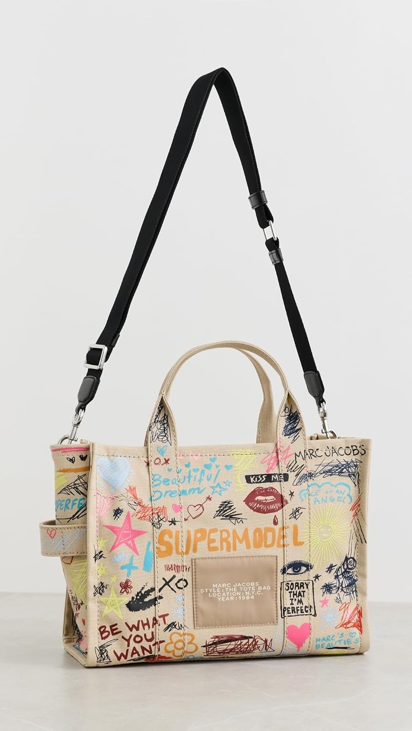 image:imageMarc Jacobs Womens The Punk Scribble Canvas Medium Tote BagBeige Multi