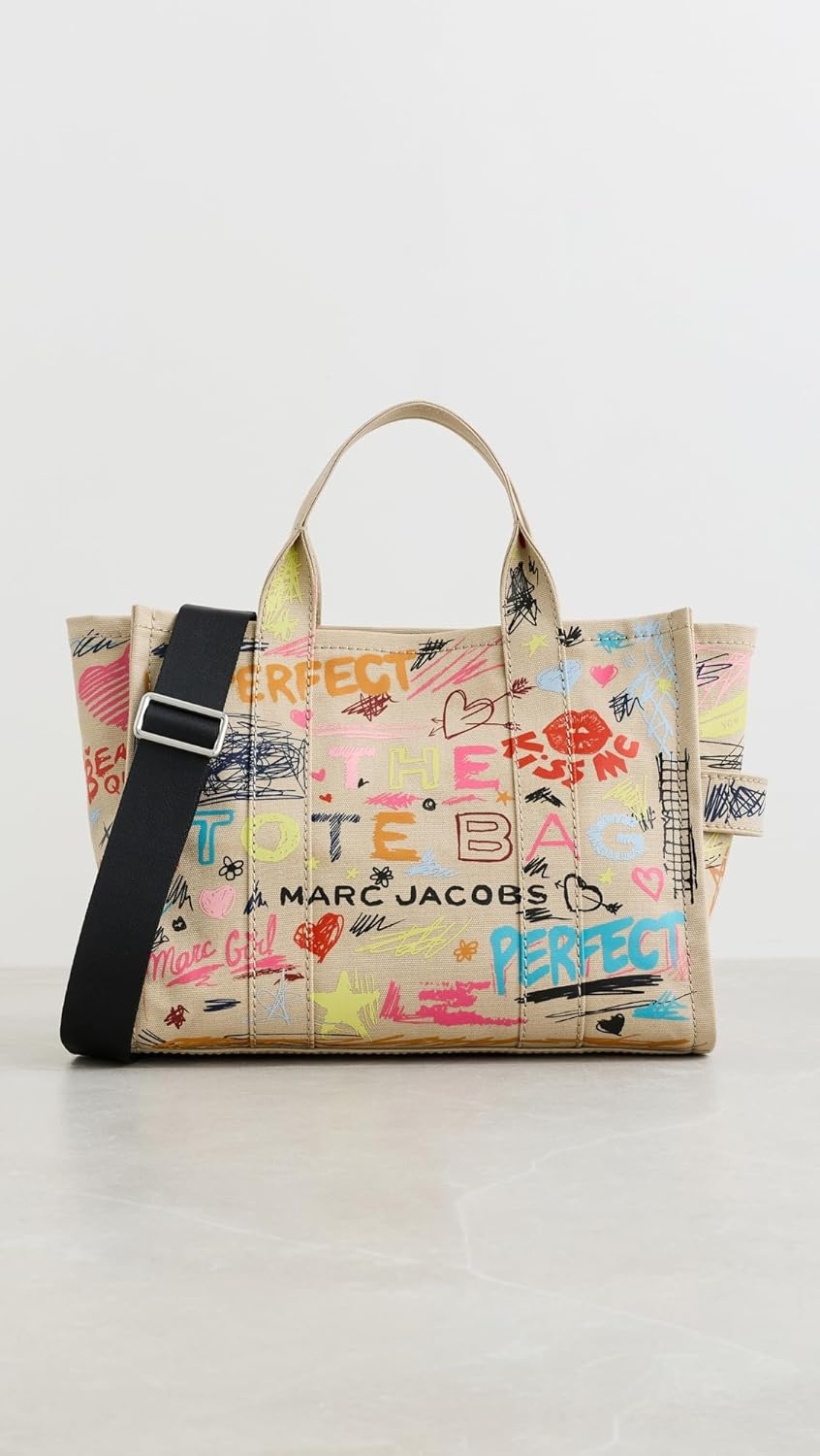 image:imageMarc Jacobs Womens The Punk Scribble Canvas Medium Tote BagBeige Multi