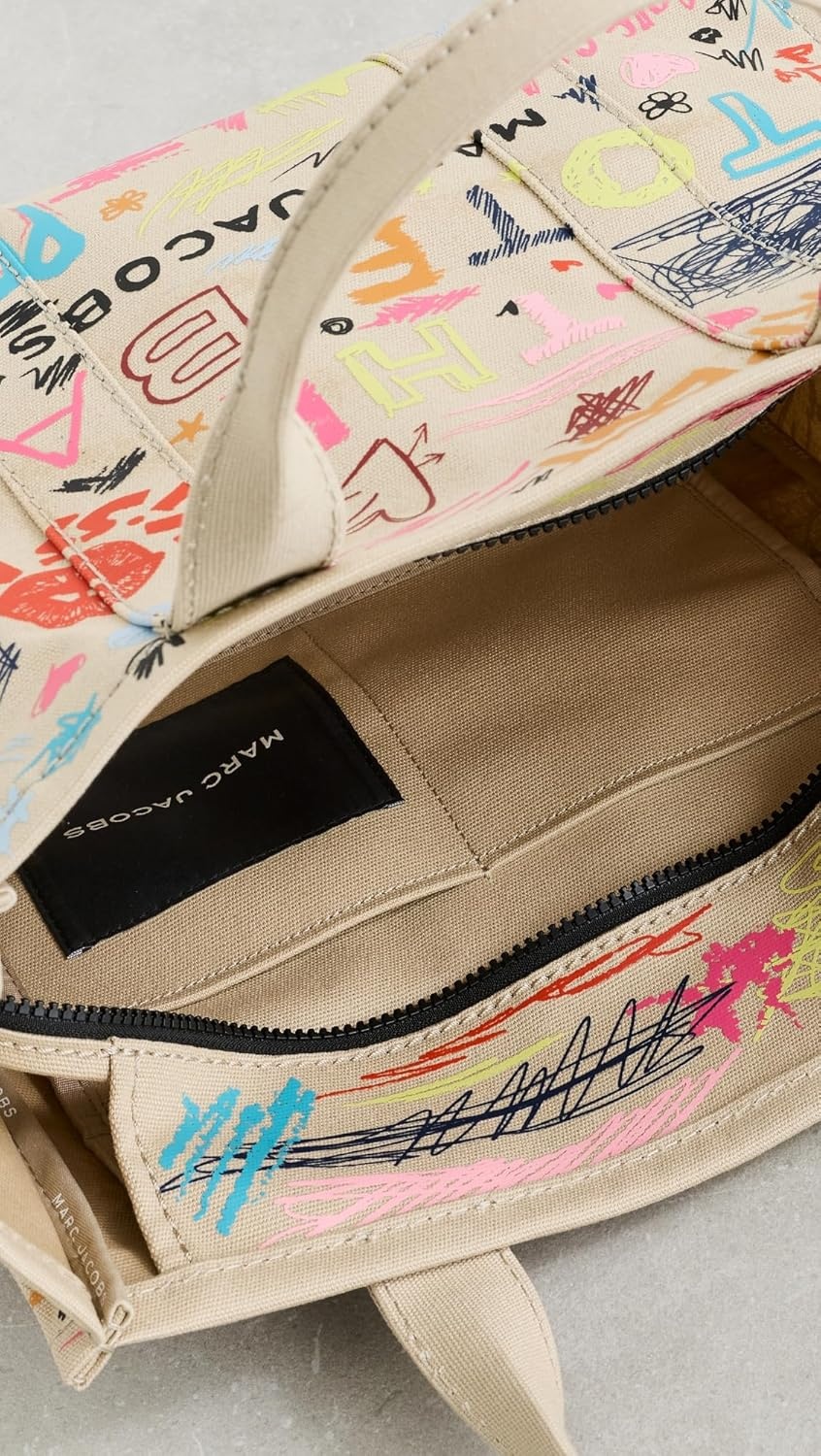 image:imageMarc Jacobs Womens The Punk Scribble Canvas Medium Tote BagBeige Multi