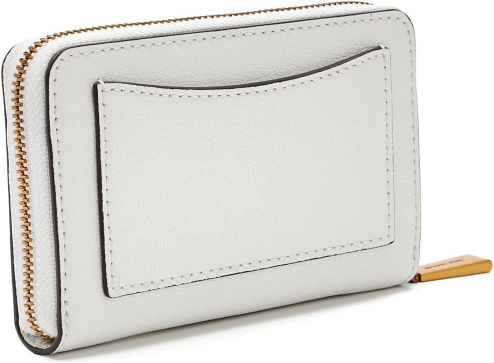 image:imageMichael Kors Jet Set Small Zip Around Card CaseGoldTone HardwareLeatherOptic White