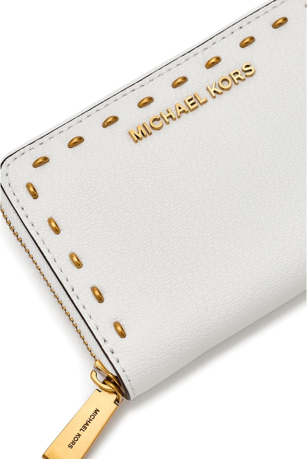 image:imageMichael Kors Jet Set Small Zip Around Card CaseGoldTone HardwareLeatherOptic White