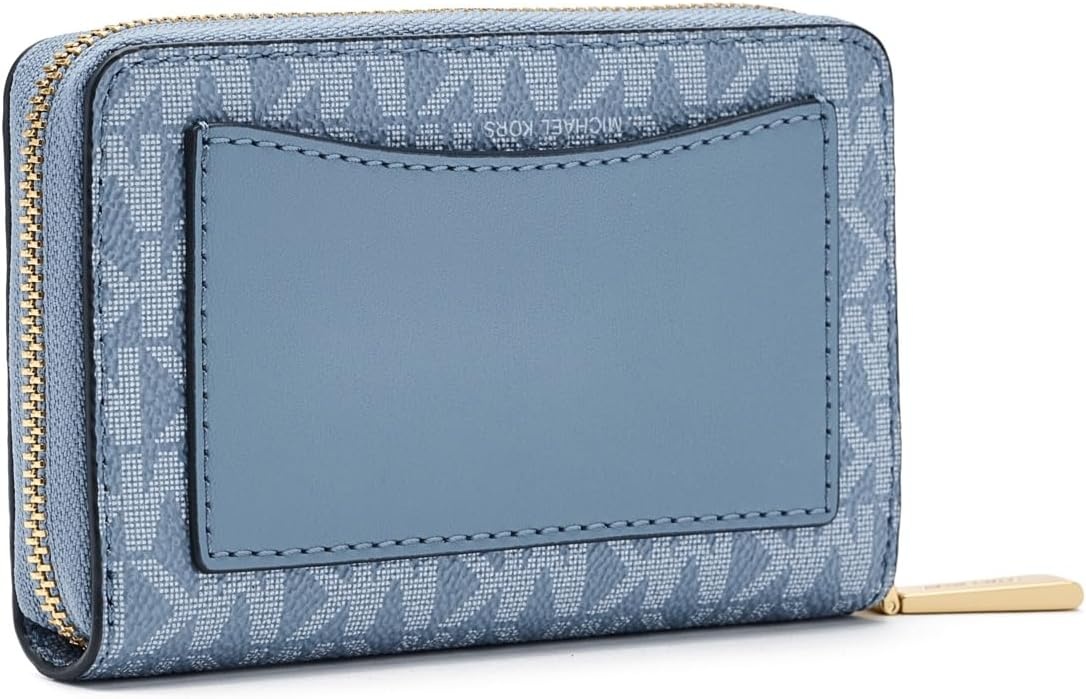 image:imageMichael Kors Jet Set Small Zip Around Card CaseGoldTone HardwareMK SignatureChambray