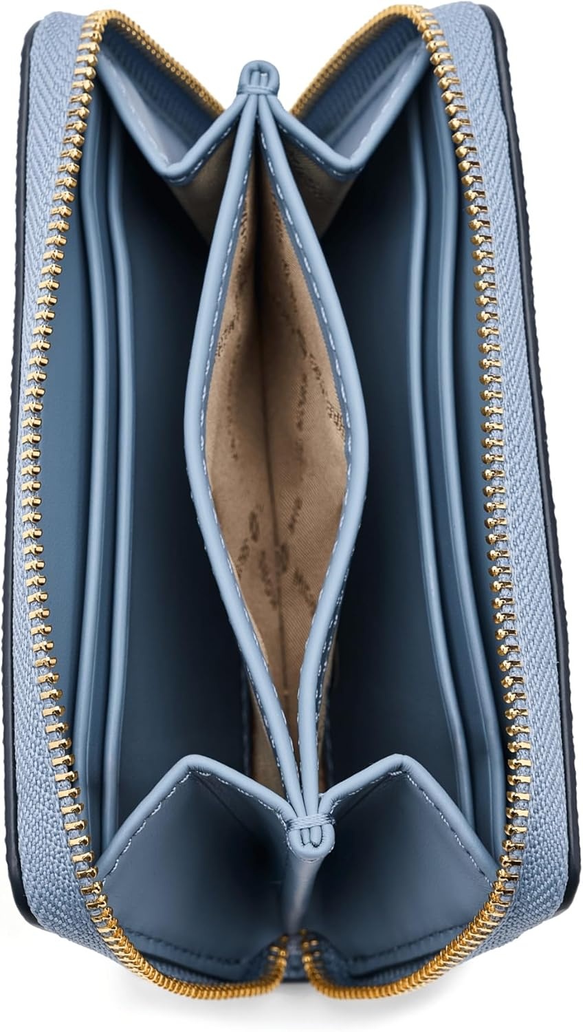 image:imageMichael Kors Jet Set Small Zip Around Card CaseGoldTone HardwareMK SignatureChambray